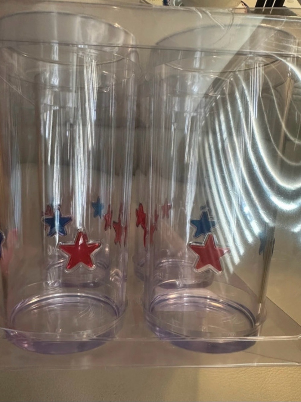 Celebrate It Red White & Blue Patriotic Acrylic Highball Glasses Set 4 NWT